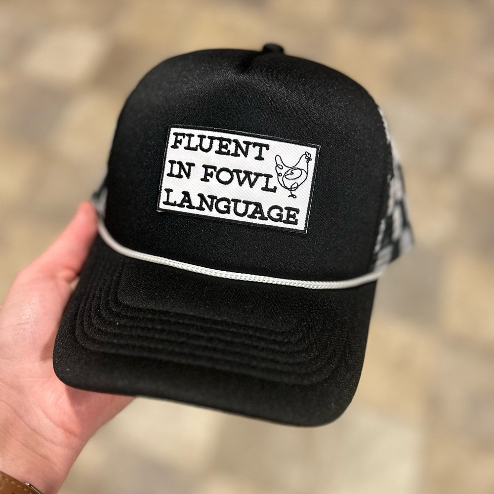 Black and white checkered mesh Trucker Hat